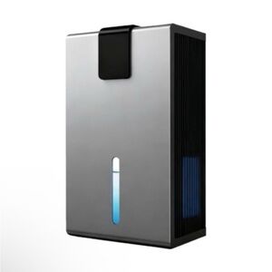 Sleek grey dehumidifier